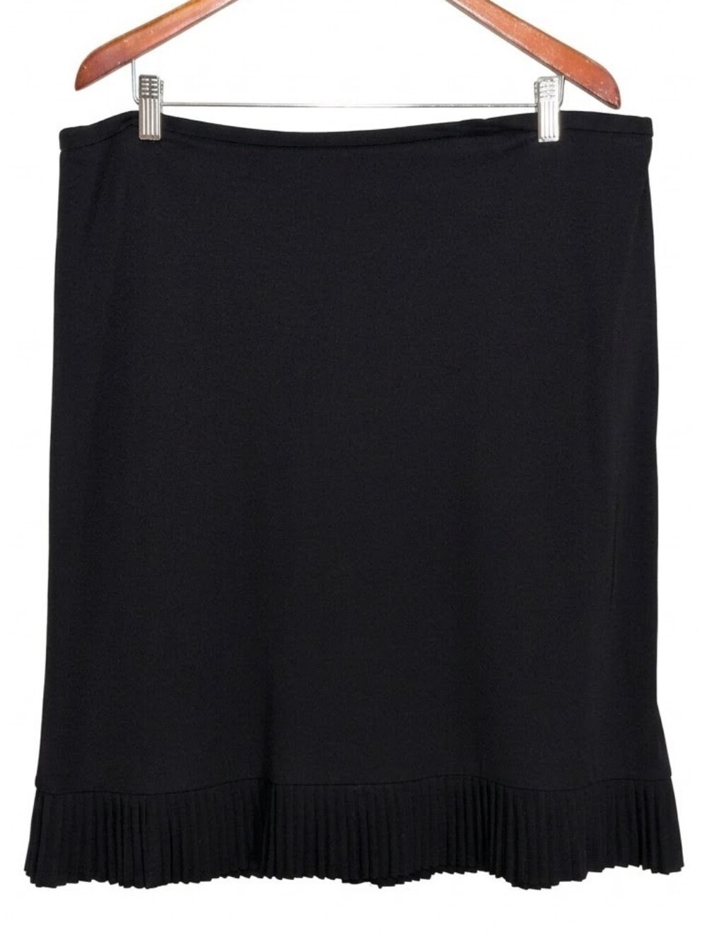 Joseph Ribkoff Black Pleated Hem Skirt Womens Size 16 Vintage Y2K Office Formal